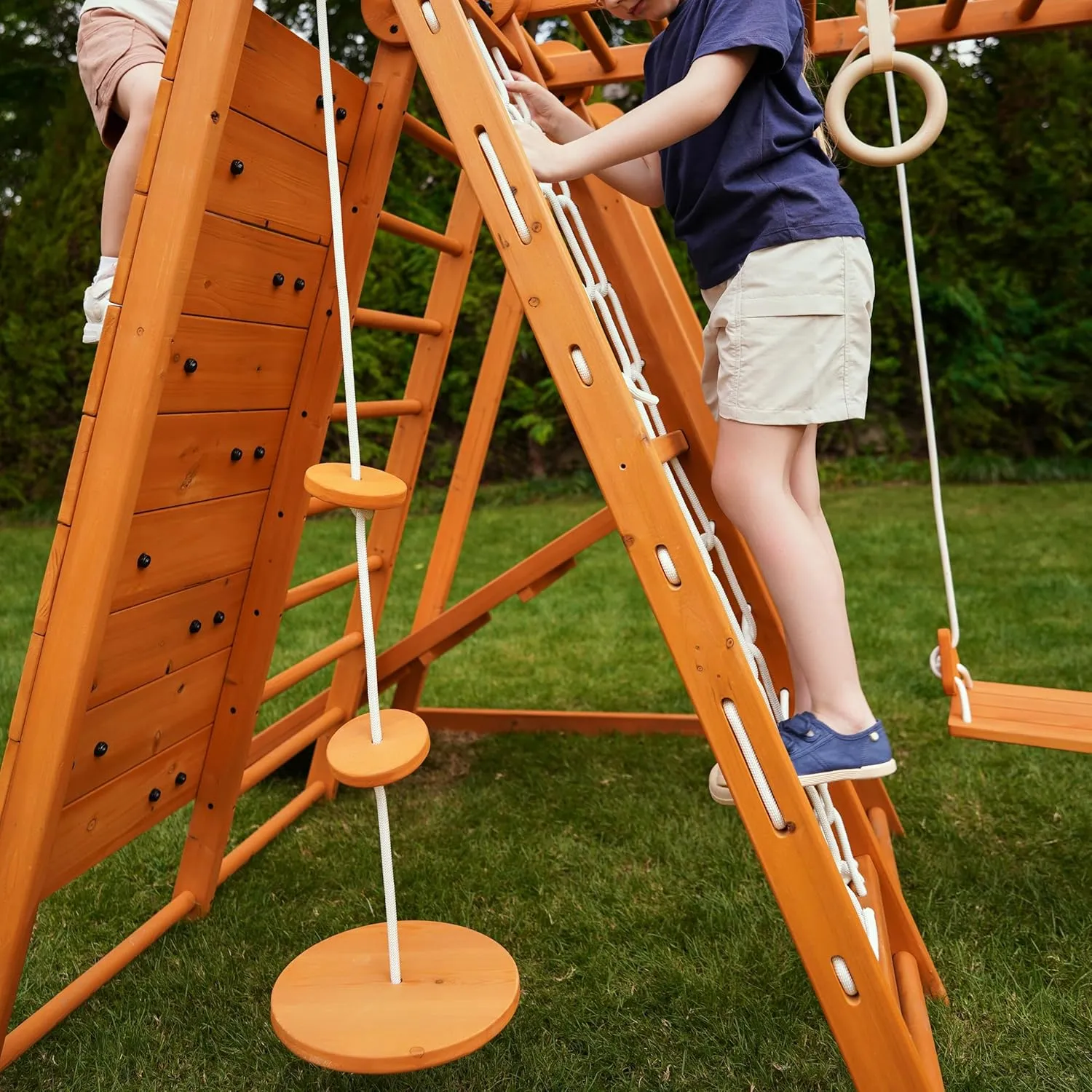 8-in-1 Indoor Playset - Slide, Climbing Wall, Monkey Bars & Swing