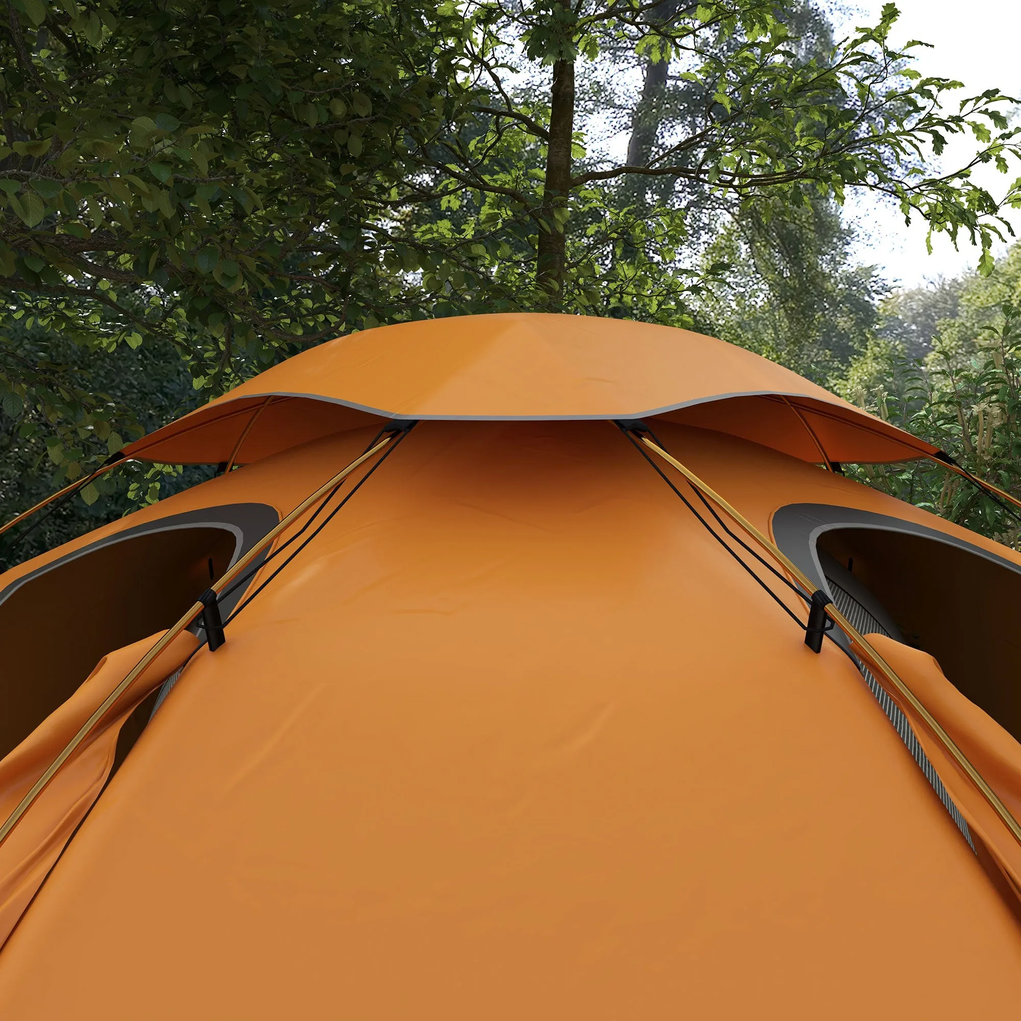 Aluminium Frame Camping Tent Dome Tent with Removable Rainfly, 2000mm Waterproof, for 1-2 Man, Orange