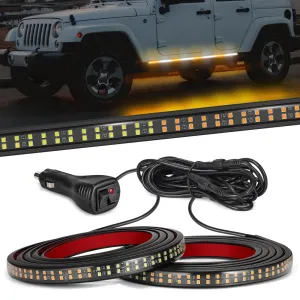 Partsam 2 in 172 inch Emergency Strobe Lights Strip 1064 LED Running Board Lights Amber White Warning Flashing Hazard Safety Beacon Lights Waterproof for Trucks Construction Vehicles Pickup SUV