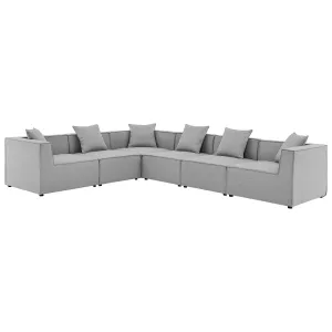 Saybrook Outdoor Patio Upholstered 6-Piece Sectional Sofa Gray EEI-4385-GRY