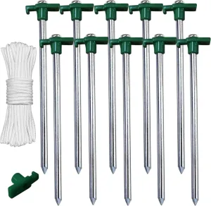 Tent Stakes Camping Tent Stakes, 10Pc-Pack (Green)